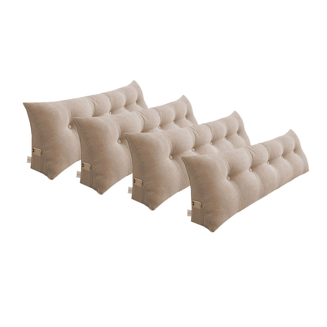 NNEAGS 4X 120cm Beige Triangular Wedge Bed Pillow Headboard Backrest Bedside Tatami Cushion Home Decor