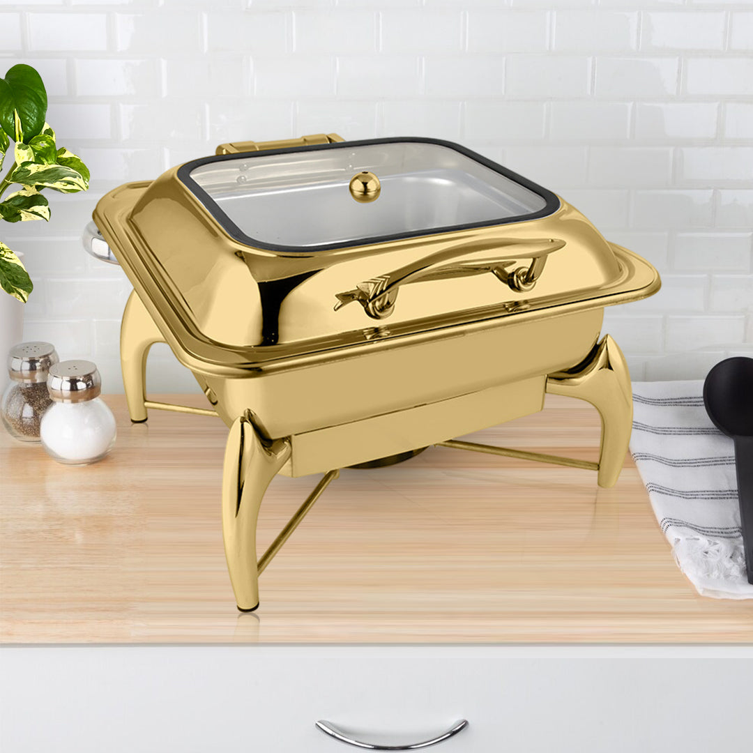 SOGA Gold-Plated Stainless Steel Square Chafing Dish-1
