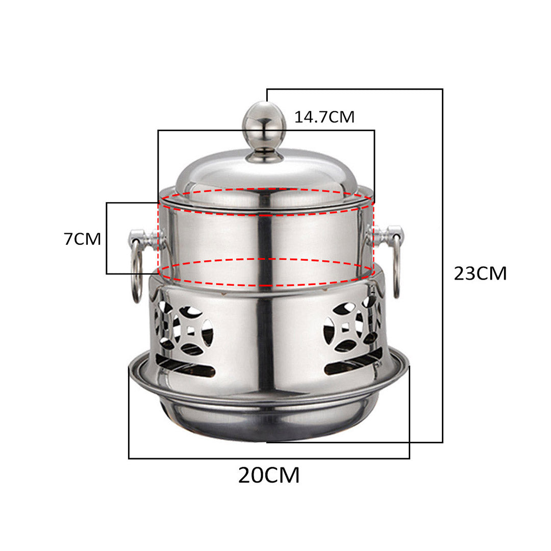 NNEAGS 4X Stainless Steel Mini Asian Buffet Hot Pot Single Person Shabu Alcohol Stove Burner with Lid