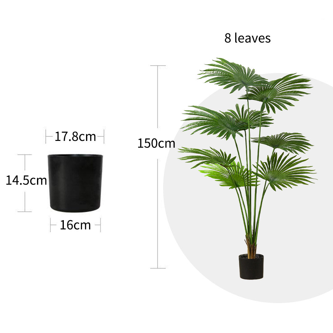 SOGA 2X 150cm Artificial Natural Green Fan Palm Tree Fake Tropical Indoor Plant Home Office Decor - image 2