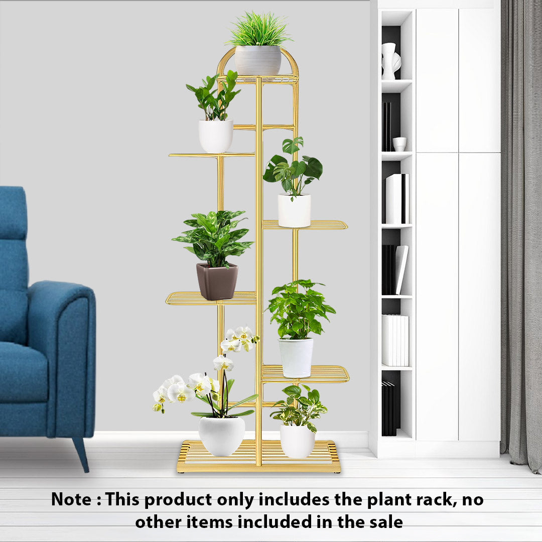NNEAGS 2X 6 Tier 7 Pots Gold Metal Plant Stand Flowerpot Display Shelf Rack Indoor Home Office Decor