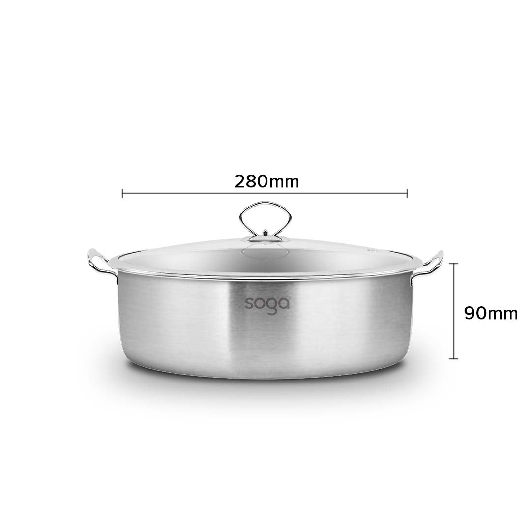 NNEAGS Dual Burners Cooktop Stove, 17L Stainless Steel Stockpot 28cm and 28cm Induction Casserole