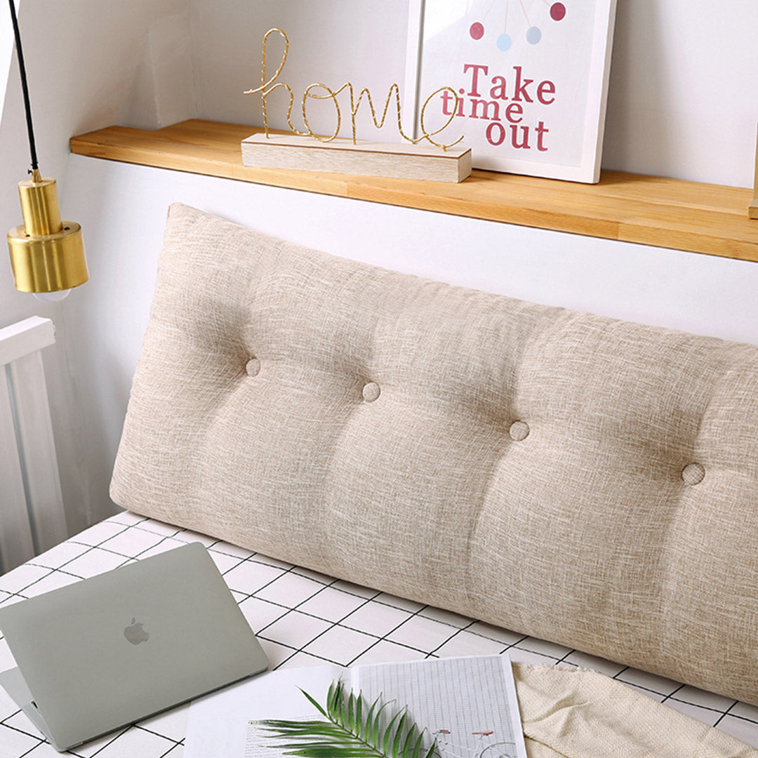 NNEAGS 4X 120cm Beige Triangular Wedge Bed Pillow Headboard Backrest Bedside Tatami Cushion Home Decor