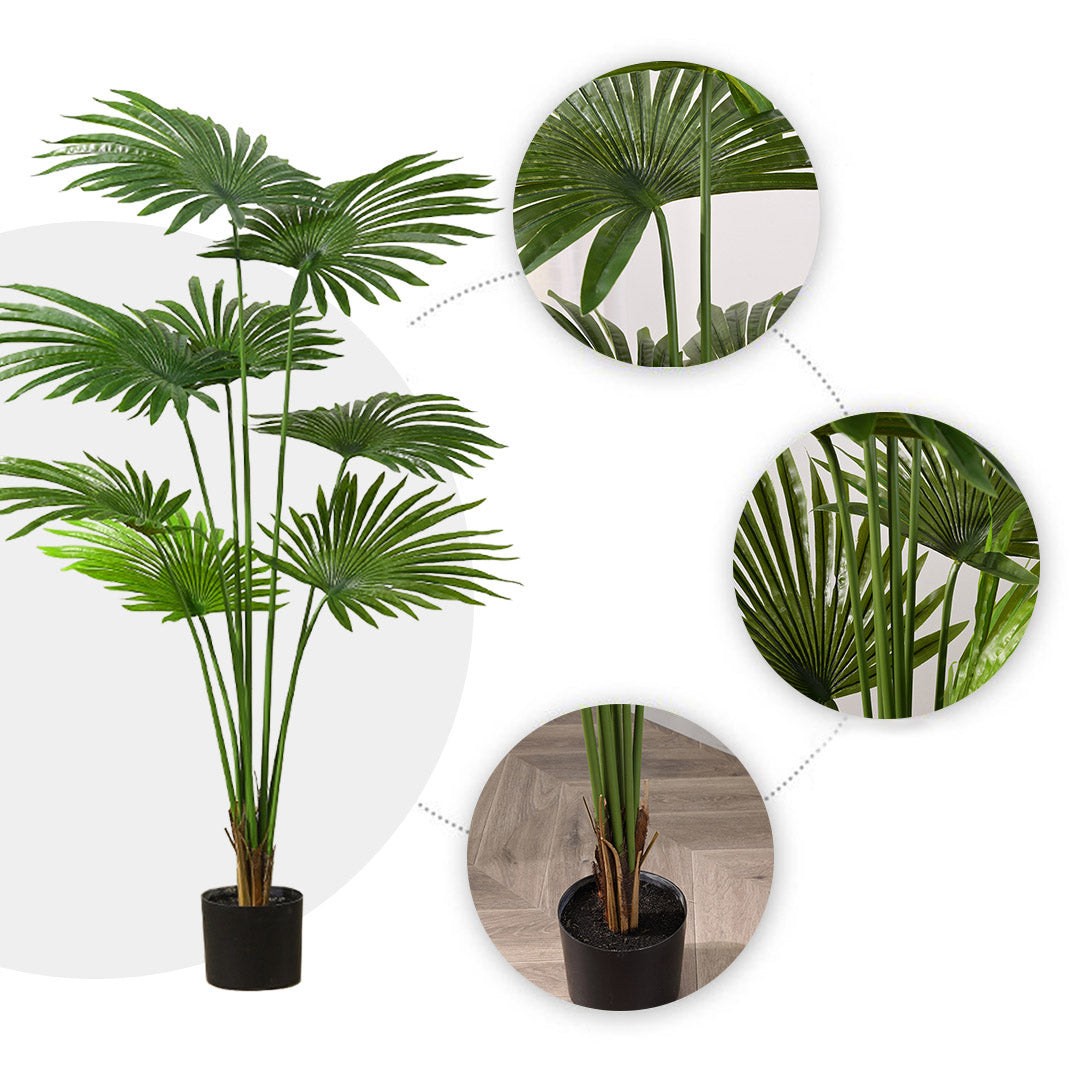 SOGA 2X 150cm Artificial Natural Green Fan Palm Tree Fake Tropical Indoor Plant Home Office Decor - image 4