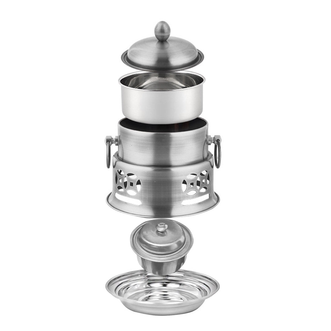NNEAGS 4X Stainless Steel Mini Asian Buffet Hot Pot Single Person Shabu Alcohol Stove Burner with Lid