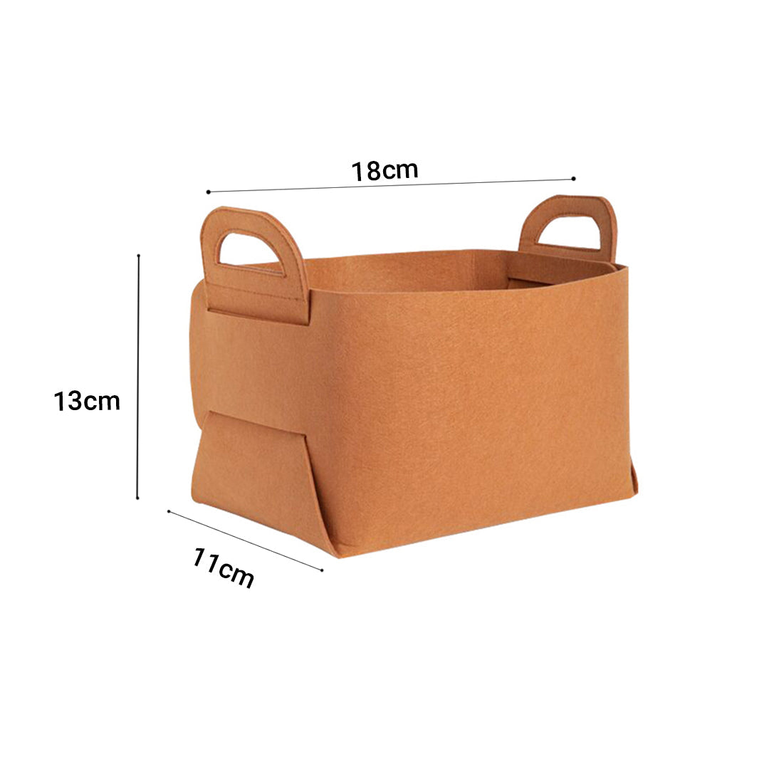 SOGA 2X Small Coffee Foldable Felt Storage Portable Collapsible Bag Home Office Foldable Organiser with Carry Handles - image