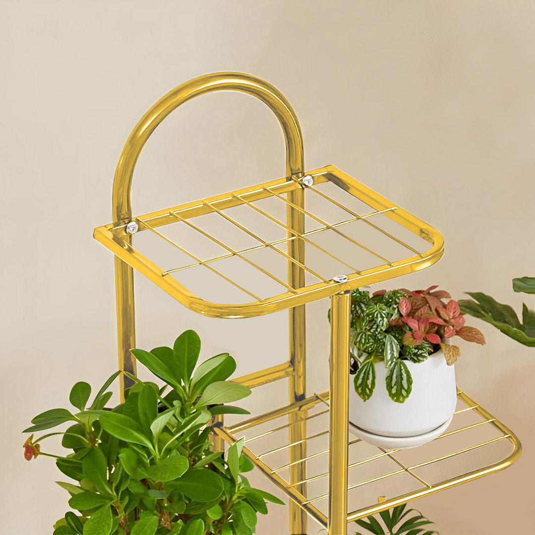 NNEAGS 2X 6 Tier 7 Pots Gold Metal Plant Stand Flowerpot Display Shelf Rack Indoor Home Office Decor