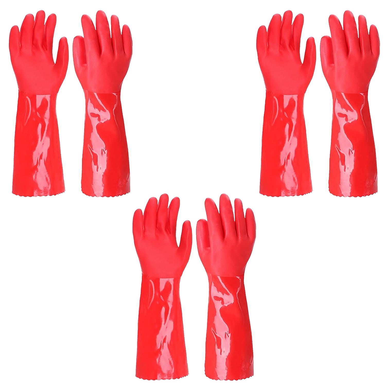 PVC Work Safety Glove Red 45cm Oil Chemical Resistant Dipped Durable Sanded - image 4