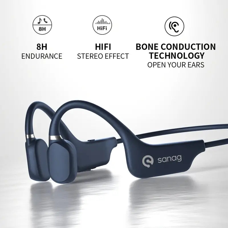 True Bone Conduction Earphone Open Ear Wireless Sport Headphones - Blue - image 3