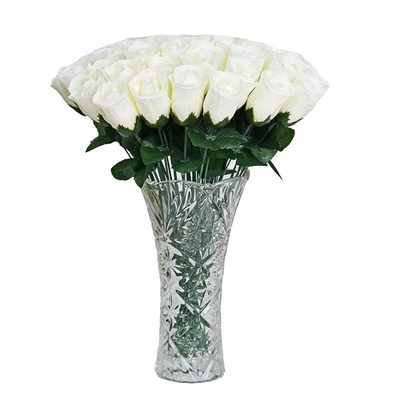 NNESN 20-Piece Set of Elegant White Artificial Roses - Realistic Silk Flowers for Timeless Décor (Vase Not Included)