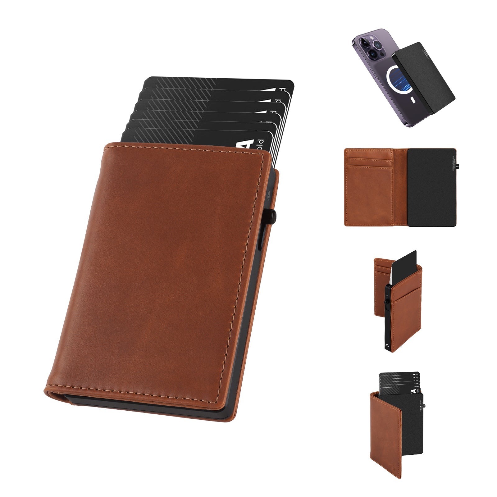 TOYFID Aluminum Alloy Wallet With Genuine Leather Cover Men's Billfolds - image 3