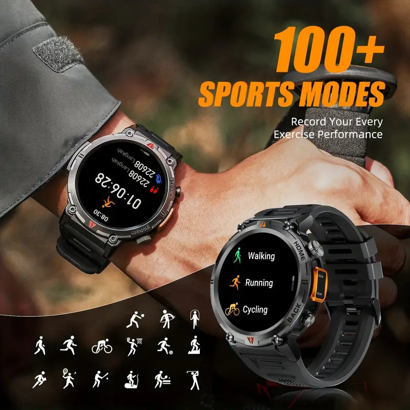 Smart Watch with Flashlight:Wireless Activity Tracker - Black/Orange