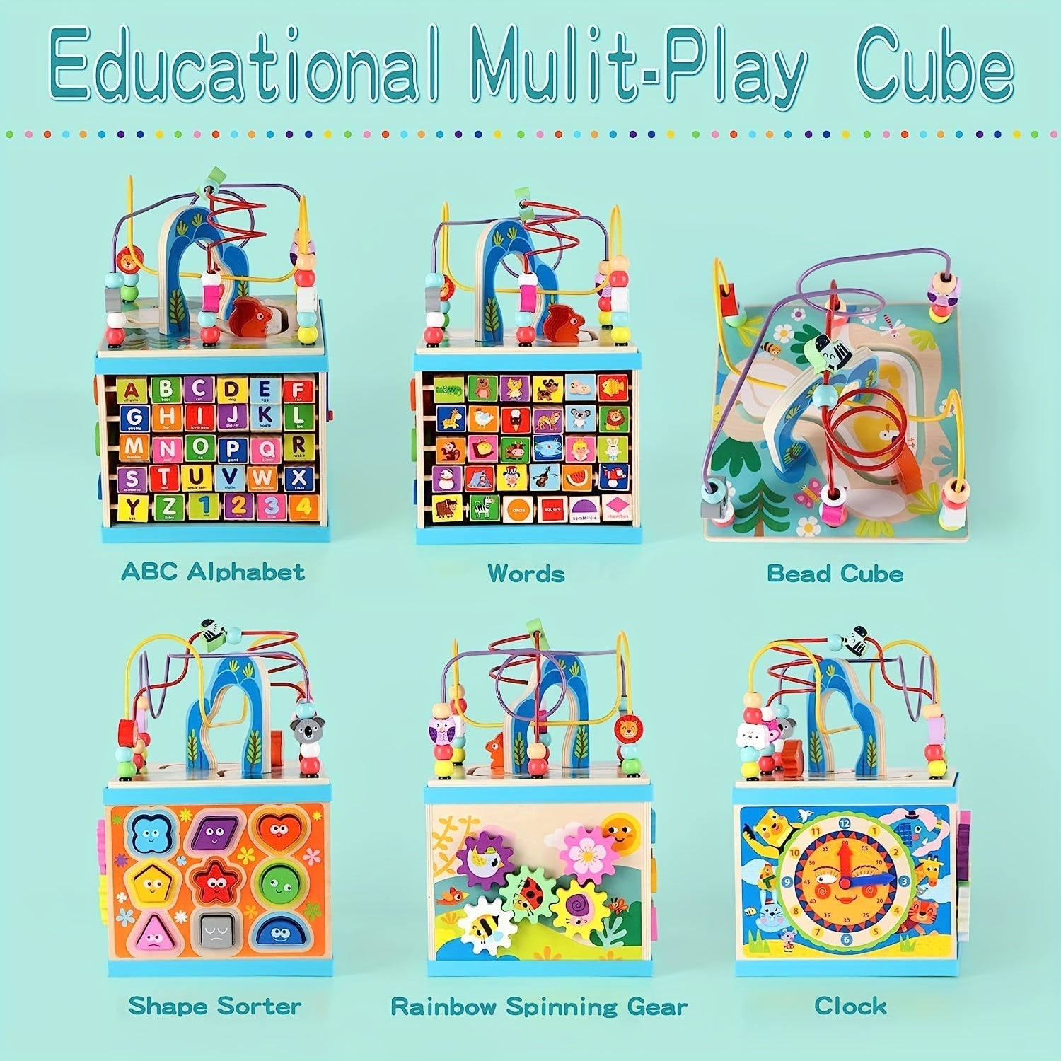 Wooden Activity Cube Educational Toy for Toddlers - image 2
