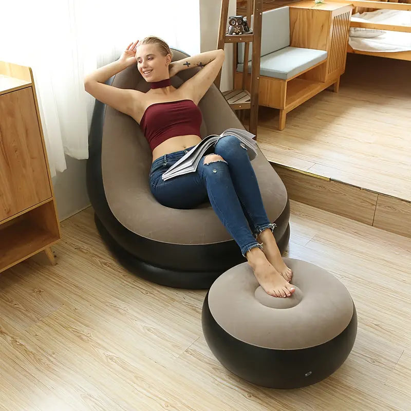 Lazy Inflatable Sofa Bed with Ottoman - image 5