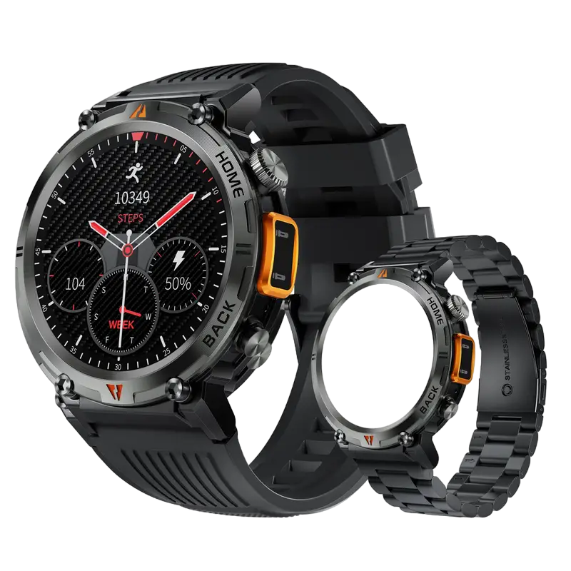 Smart Watch with Flashlight:Wireless Activity Tracker - Black/Orange - image 2