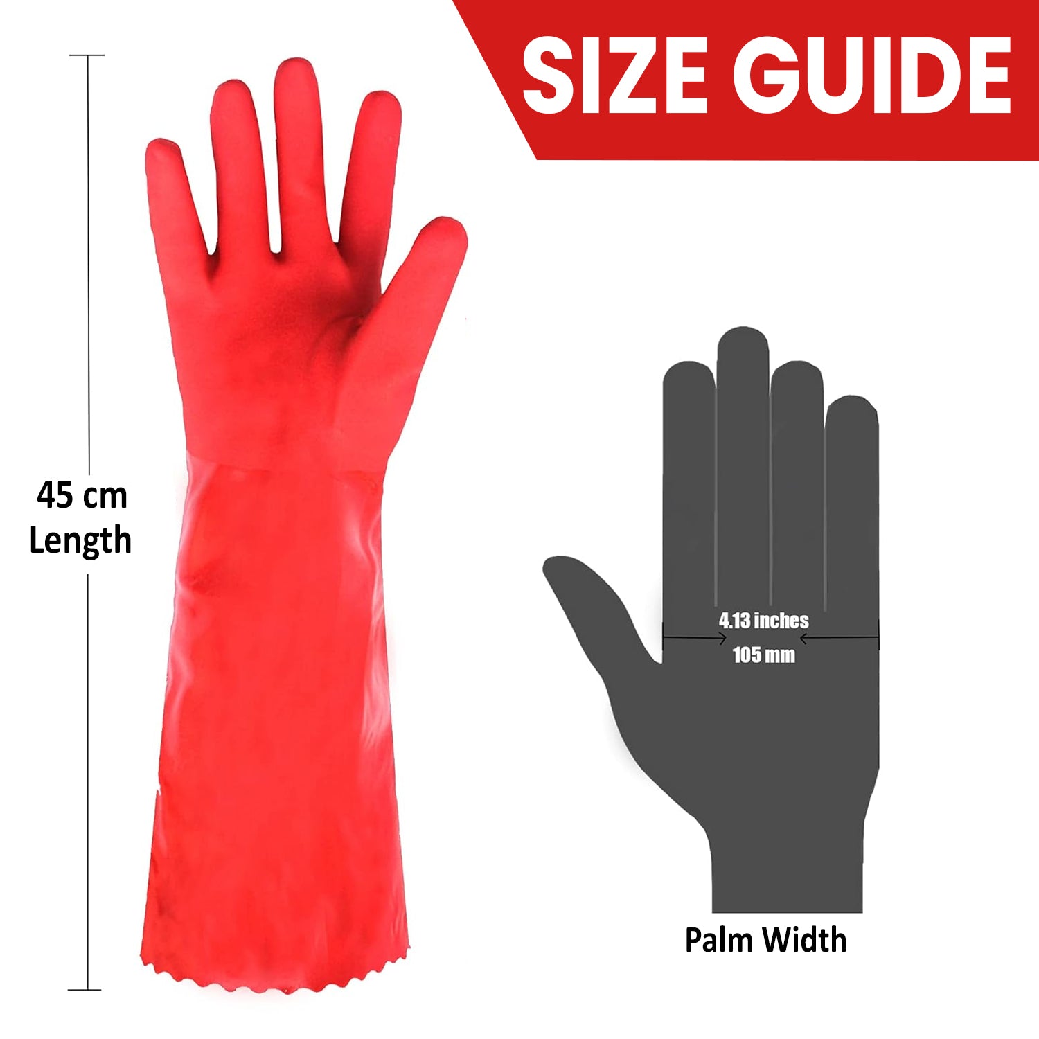 PVC Work Safety Glove Red 45cm Oil Chemical Resistant Dipped Durable Sanded - image 6