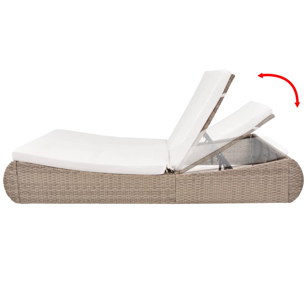 NNEVL Outdoor Lounge Bed Poly Rattan Beige