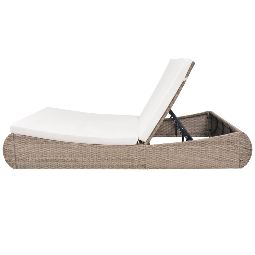 NNEVL Outdoor Lounge Bed Poly Rattan Beige