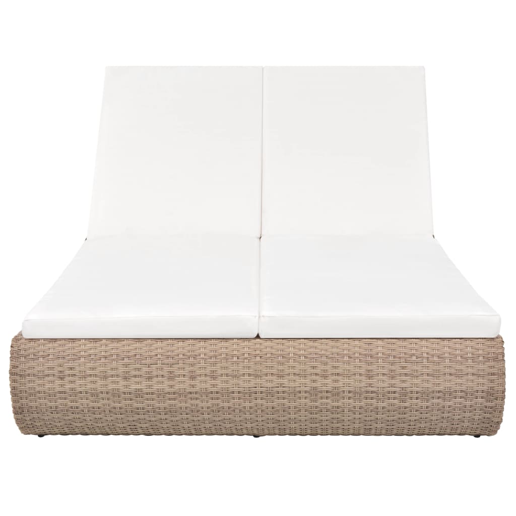 NNEVL Outdoor Lounge Bed Poly Rattan Beige
