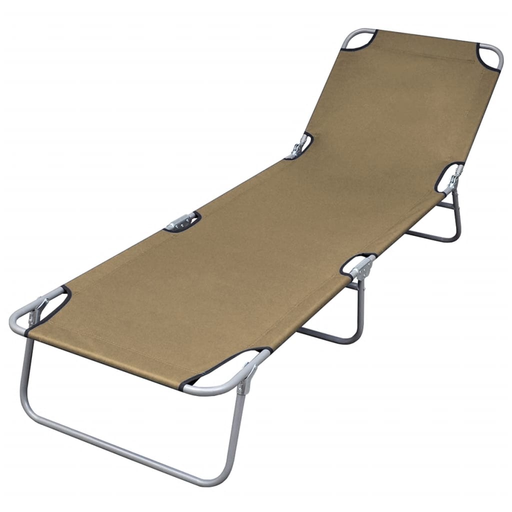 Foldable Sunlounger with Adjustable Backrest Taupe - image 4