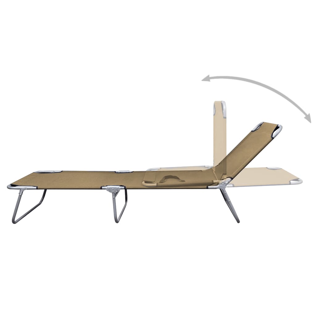 Foldable Sunlounger with Adjustable Backrest Taupe - image 5