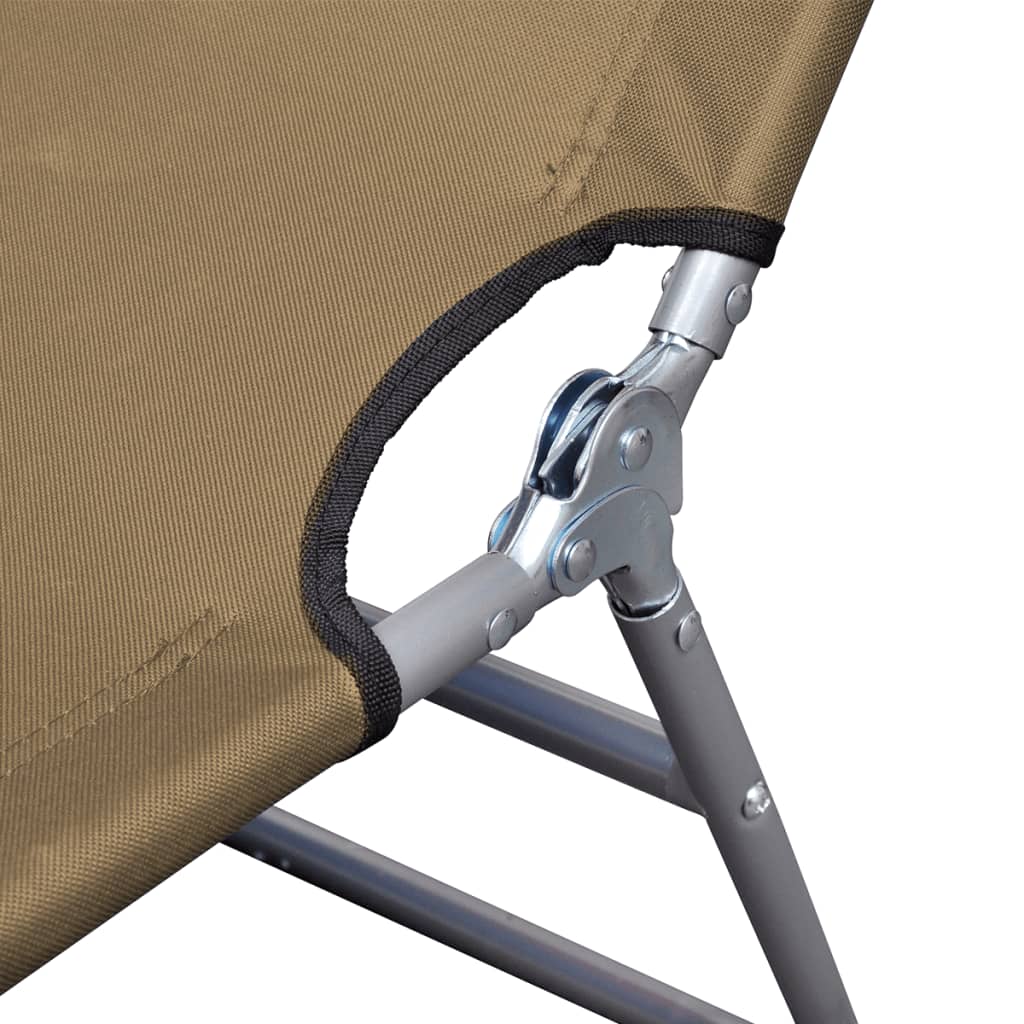 Foldable Sunlounger with Adjustable Backrest Taupe - image 3