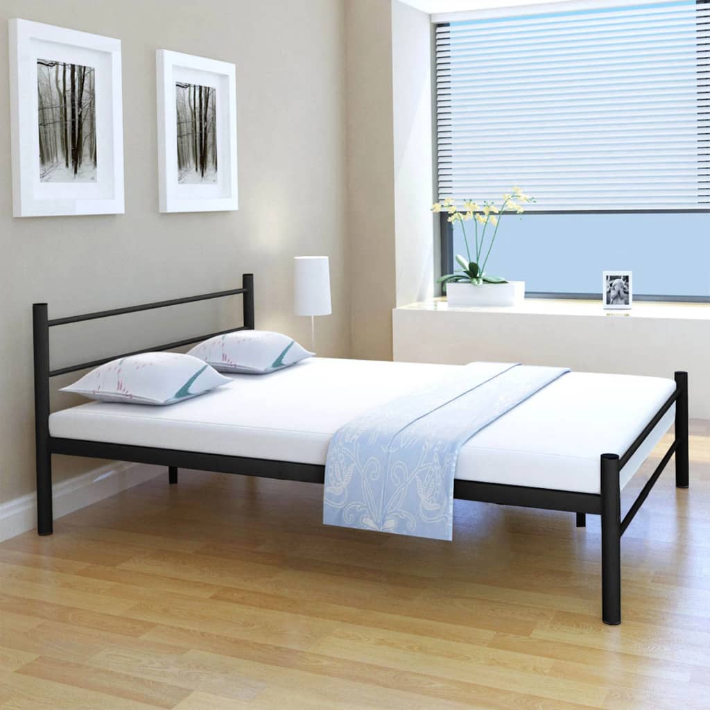 Bed Frame Black Metal Double Size - image 2