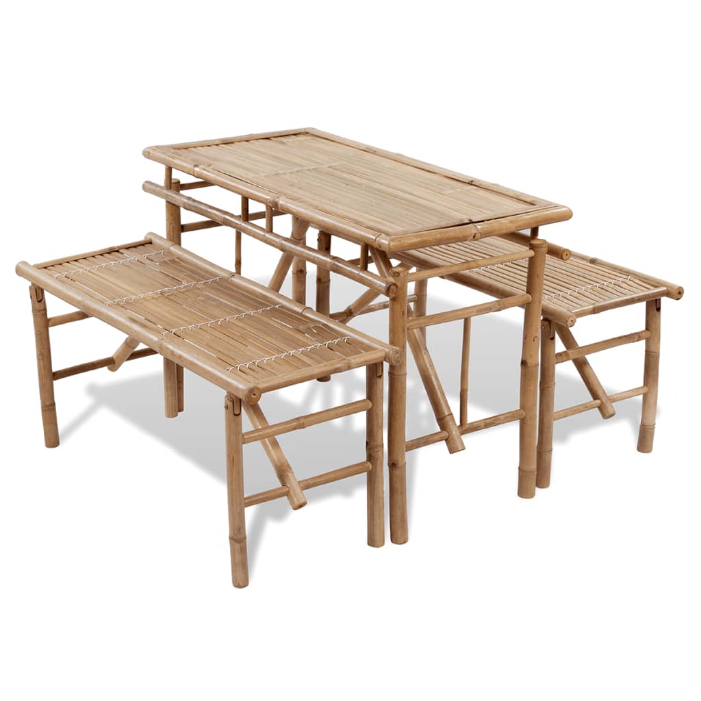 Beer Table with 2 Benches 100 cm Bamboo - image 2