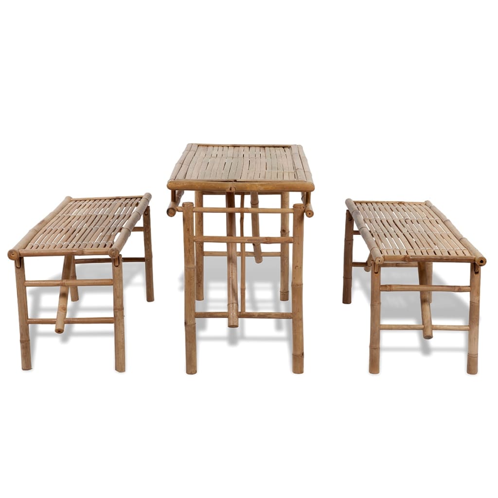 Beer Table with 2 Benches 100 cm Bamboo - image 5