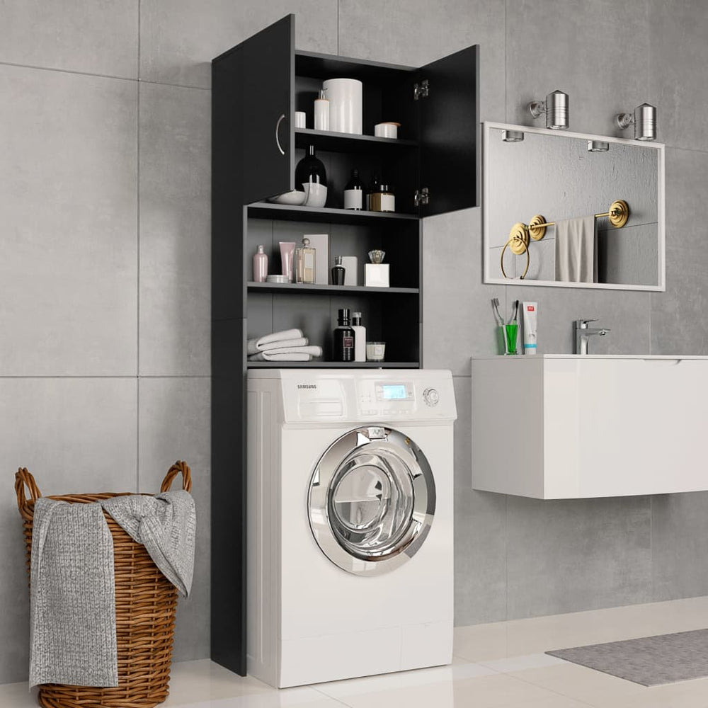 NNEVL Washing Machine Cabinet Black 64x25.5x190 cm Chipboard