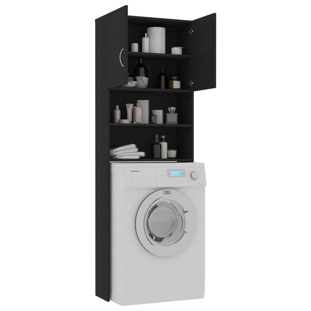 NNEVL Washing Machine Cabinet Black 64x25.5x190 cm Chipboard