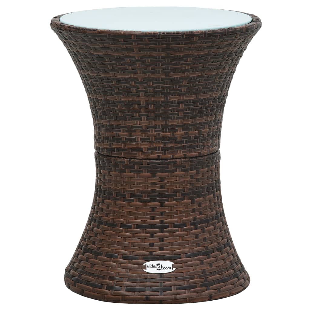 Garden Side Table Drum Shape Brown Poly Rattan - image 4