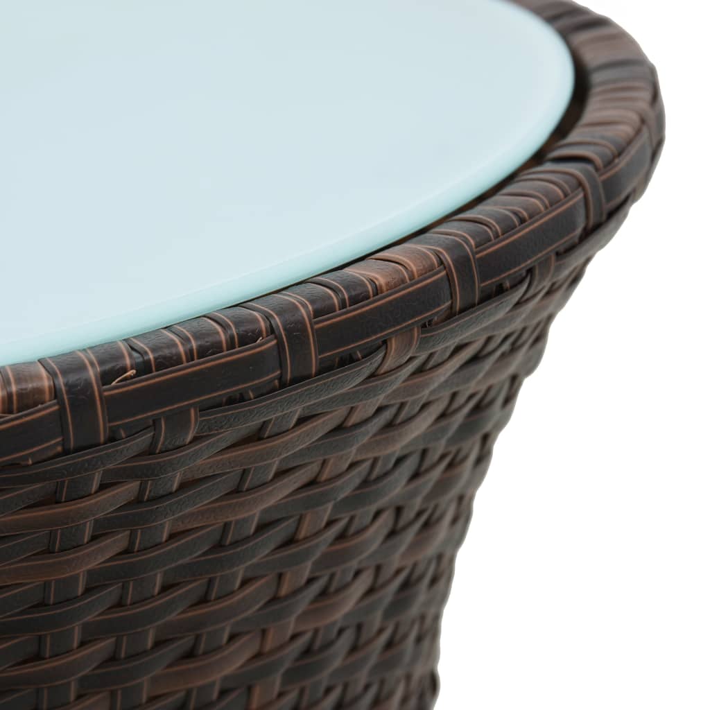 Garden Side Table Drum Shape Brown Poly Rattan - image 2