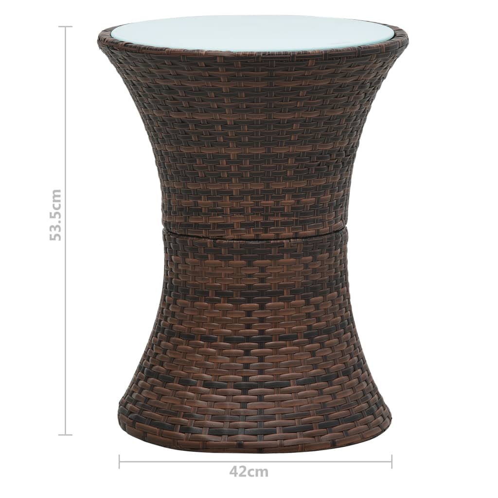 Garden Side Table Drum Shape Brown Poly Rattan - image 3