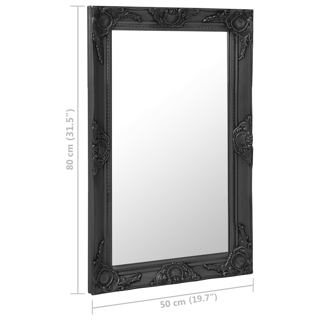 NNEVL Wall Mirror Baroque Style 50x80 cm Black