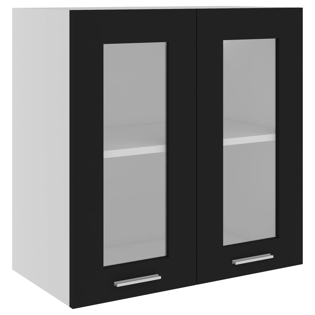 NNEVL Hanging Glass Cabinet Black 60x31x60 cm Chipboard