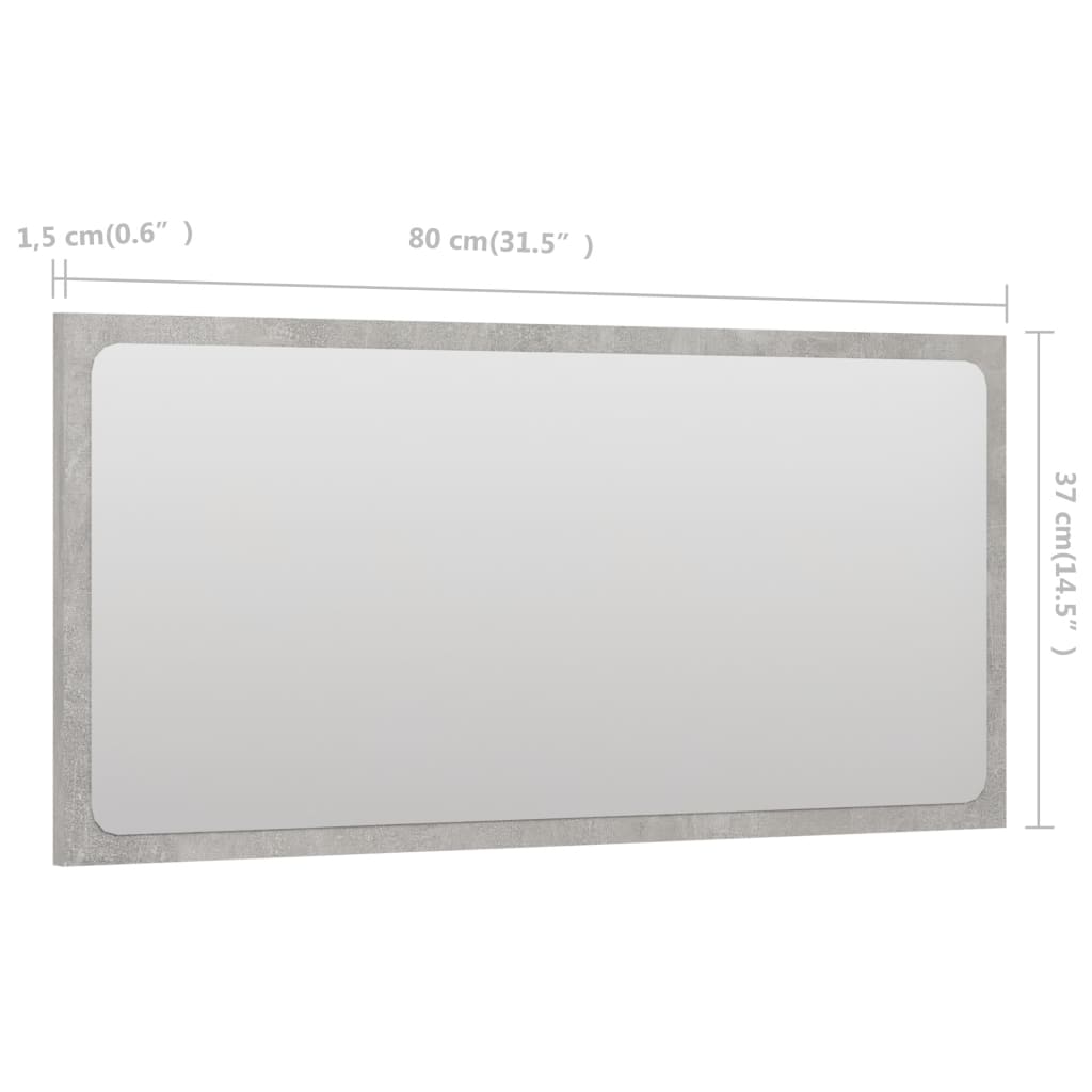 NNEVL Bathroom Mirror Concrete Grey 80x1.5x37 cm Chipboard