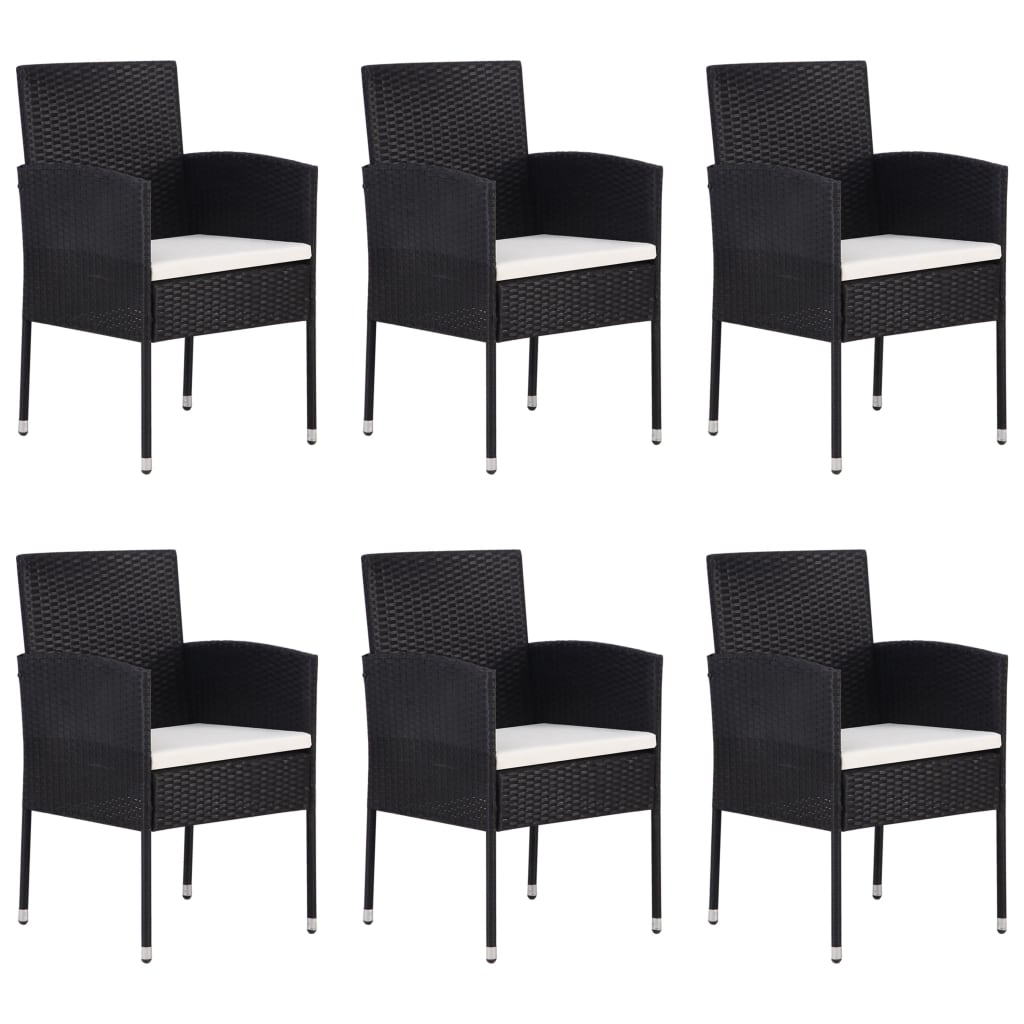 7 Piece Garden Dining Set Poly Rattan Black - image 3