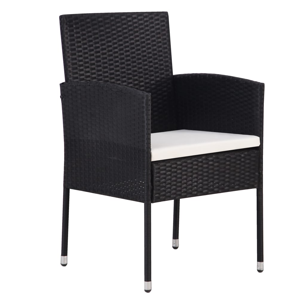 7 Piece Garden Dining Set Poly Rattan Black - image 4