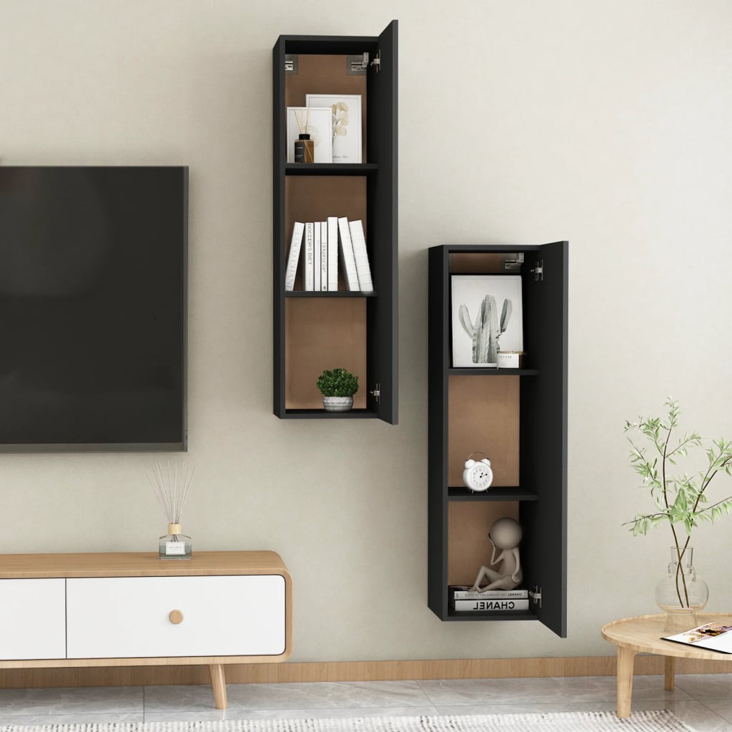 TV Cabinets 2 pcs Black 30.5x30x110 cm Chipboard - image 2
