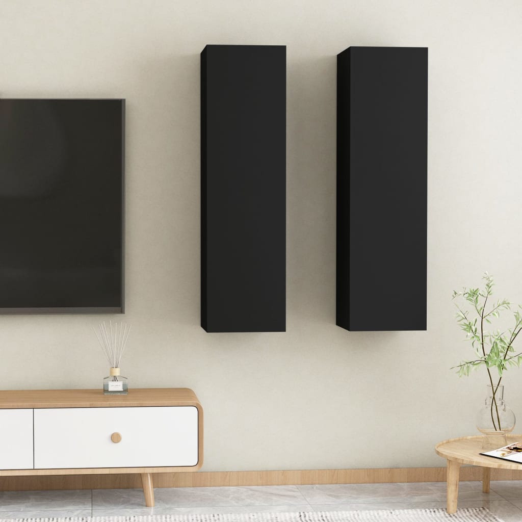 TV Cabinets 2 pcs Black 30.5x30x110 cm Chipboard - image 3