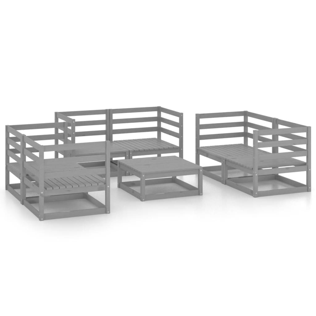 7 Piece Garden Lounge Set Grey Solid Pinewood - image 2