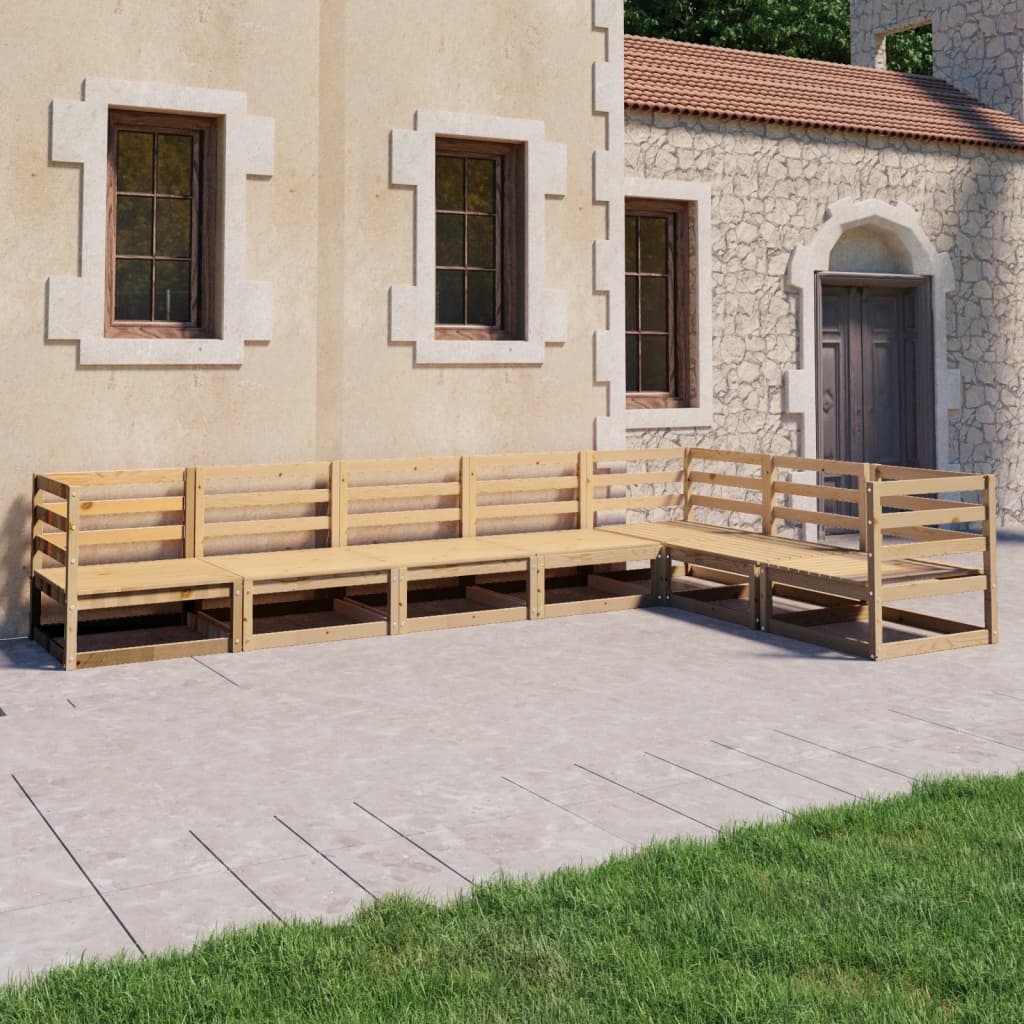 NNEVL 7 Piece Garden Lounge Set Solid Pinewood
