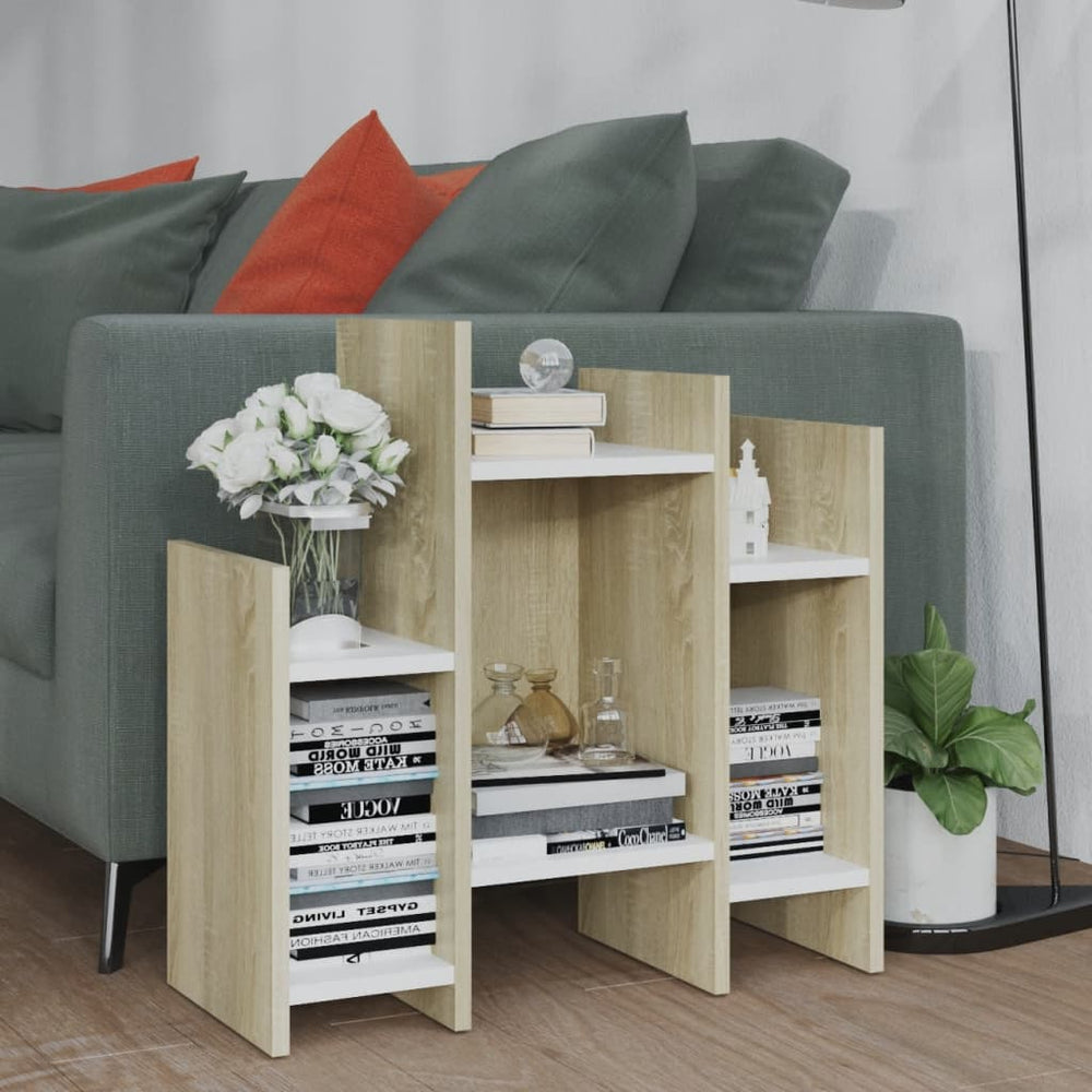 NNEVL Side Cabinet Sonoma Oak and White 60x26x60 cm Chipboard