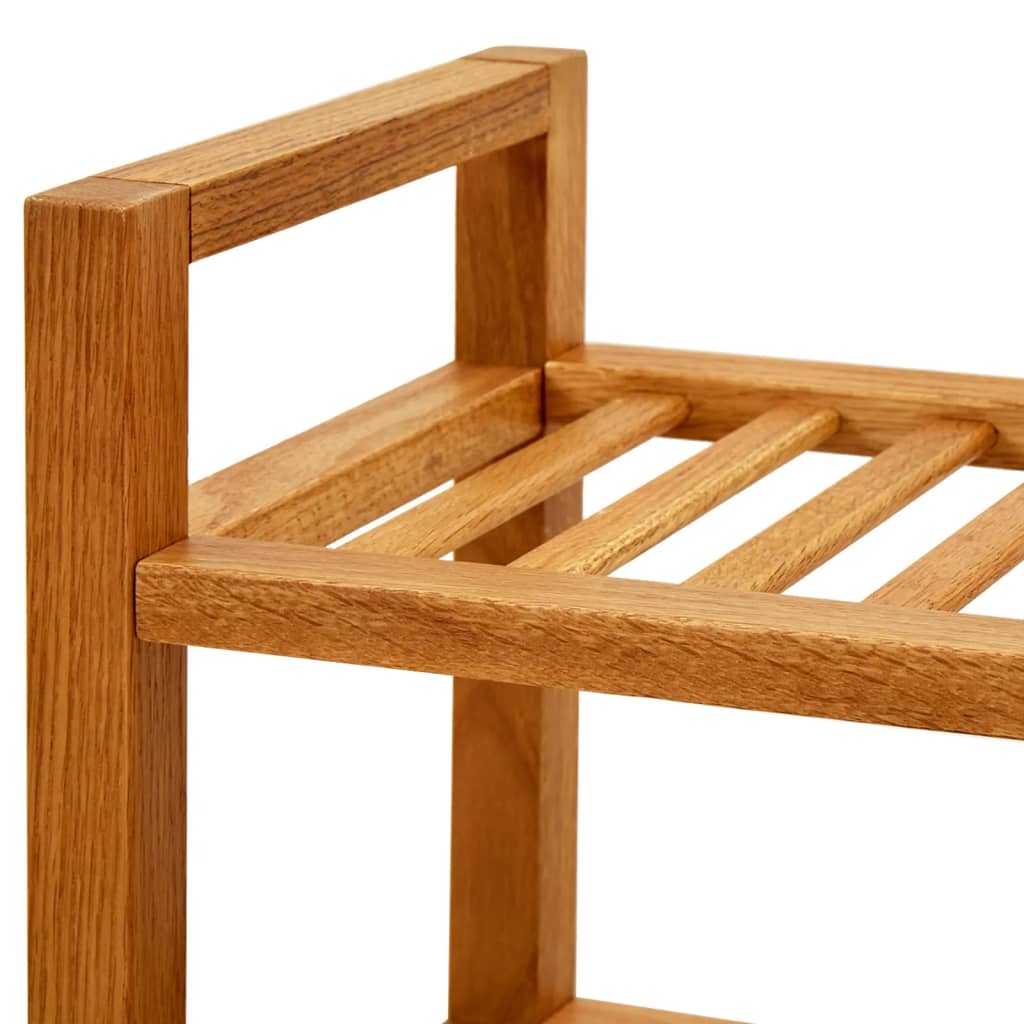 NNEVL Shoe Rack with 4 Shelves 100x27x80 cm Solid Oak Wood