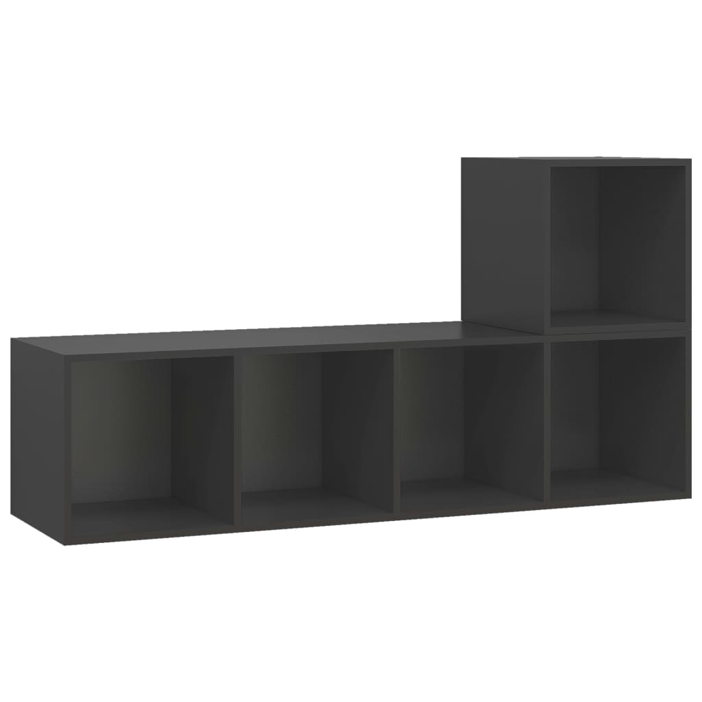 NNEVL 2 Piece TV Cabinet Set Grey Chipboard
