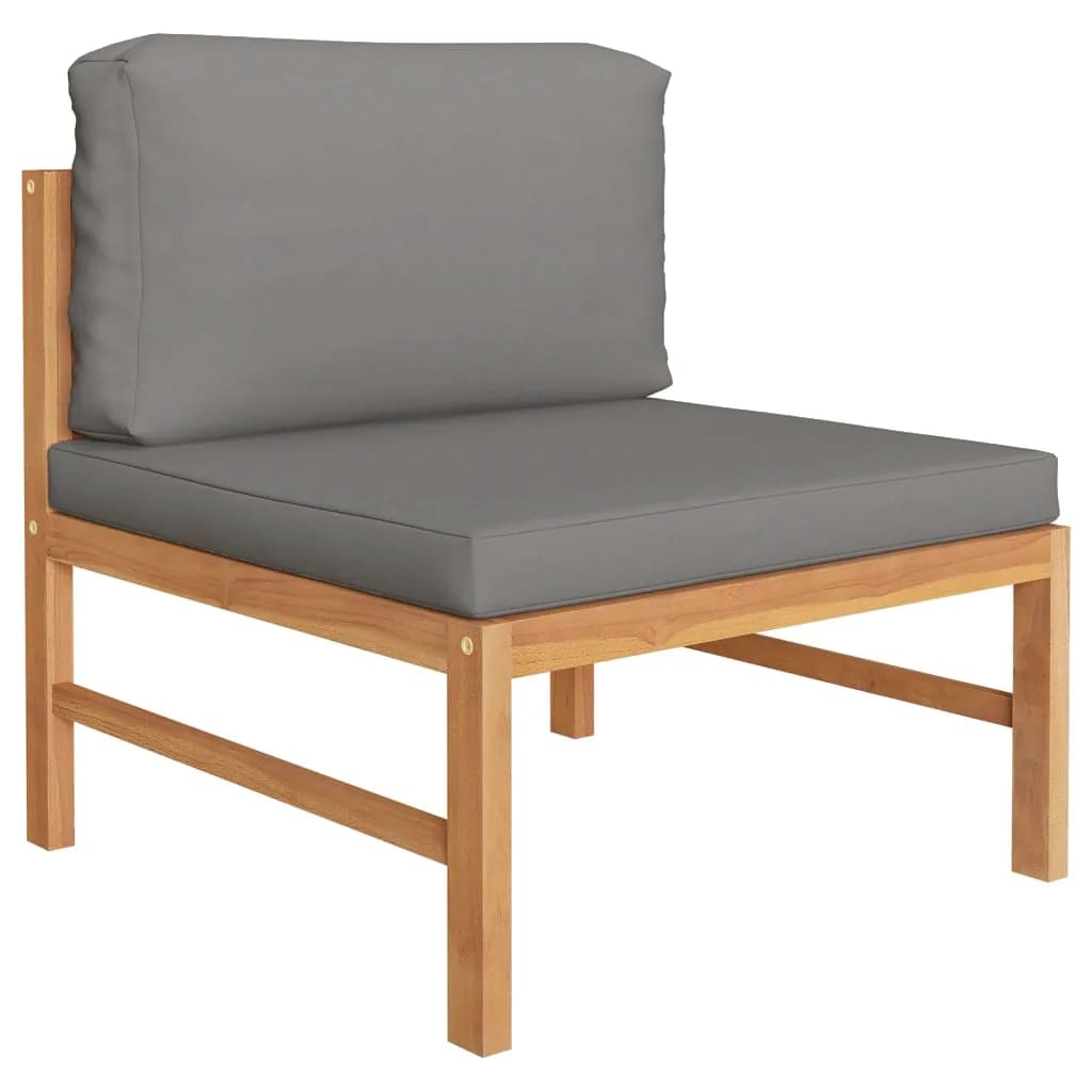 NNEVL 6 Piece Garden Lounge Set with Grey Cushions Solid Wood Teak
