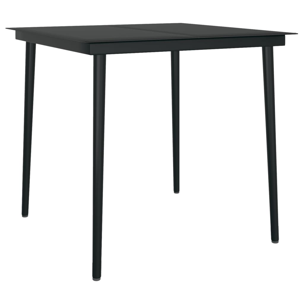 NNEVL Garden Dining Table Black 80x80x74 cm Steel and Glass