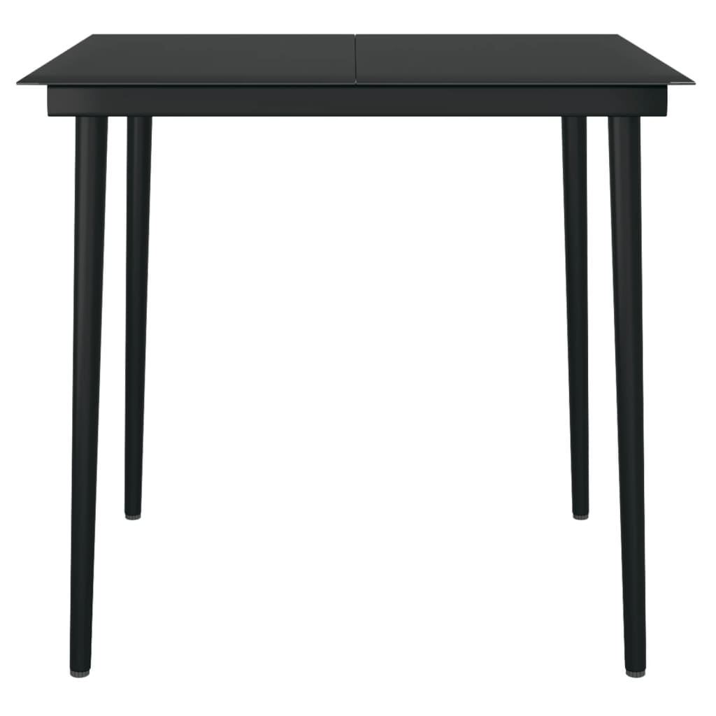 NNEVL Garden Dining Table Black 80x80x74 cm Steel and Glass
