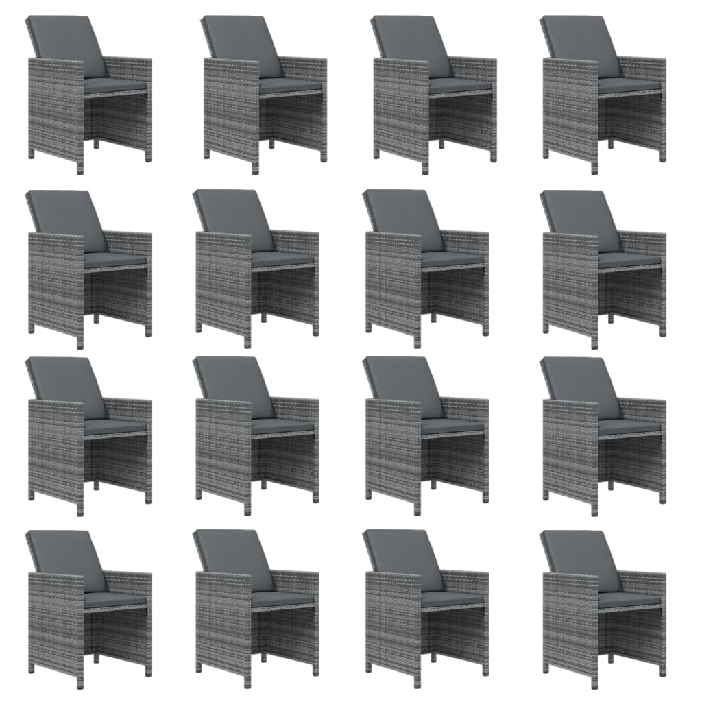NNEVL 17 Piece Garden Dining Set with Cushions Poly Rattan Grey